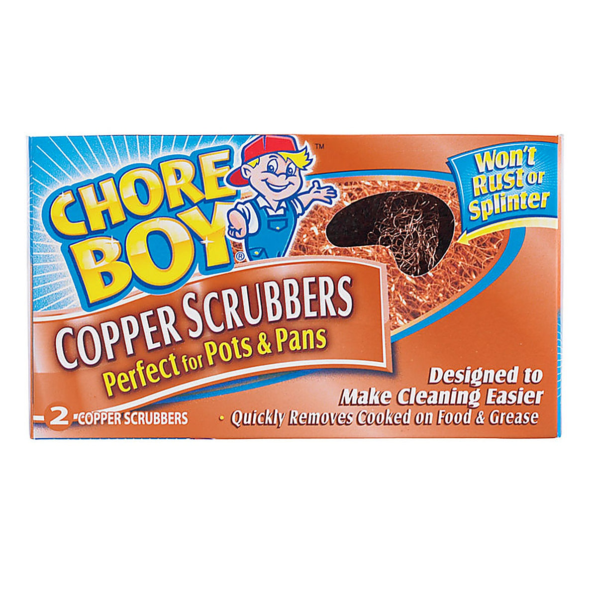 Chore Boy - 10811435002159 - Heavy Duty Copper Scrubber for Pots and Pans 2 Pack