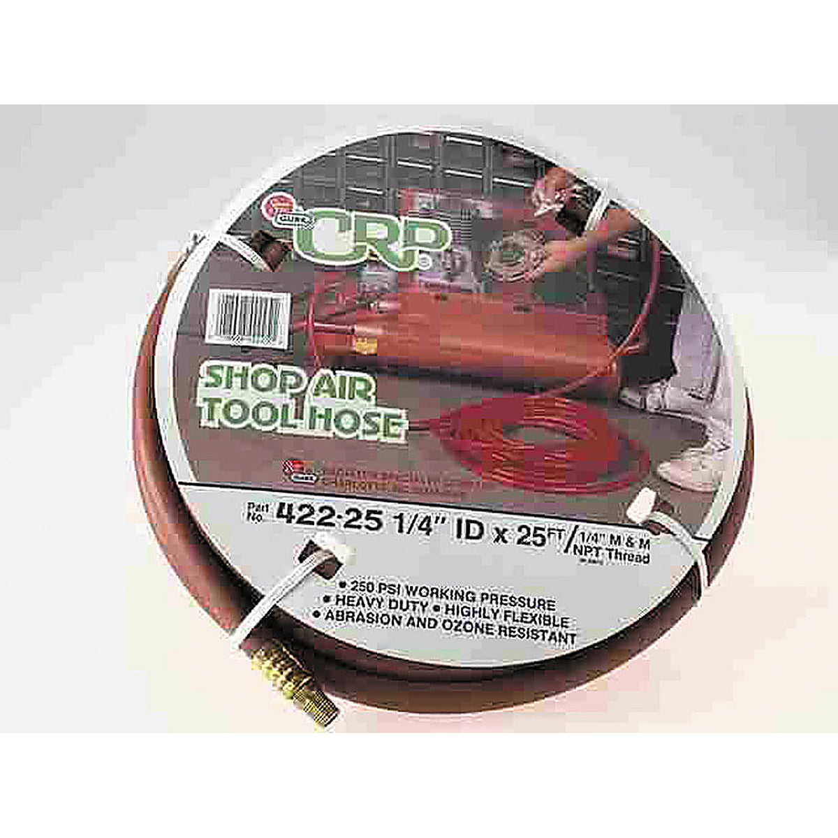 Thermoid 42225 25 ft. L x 1/4 in. Dia. EPDM Rubber Shop Air Tool Hose 250 psi Red