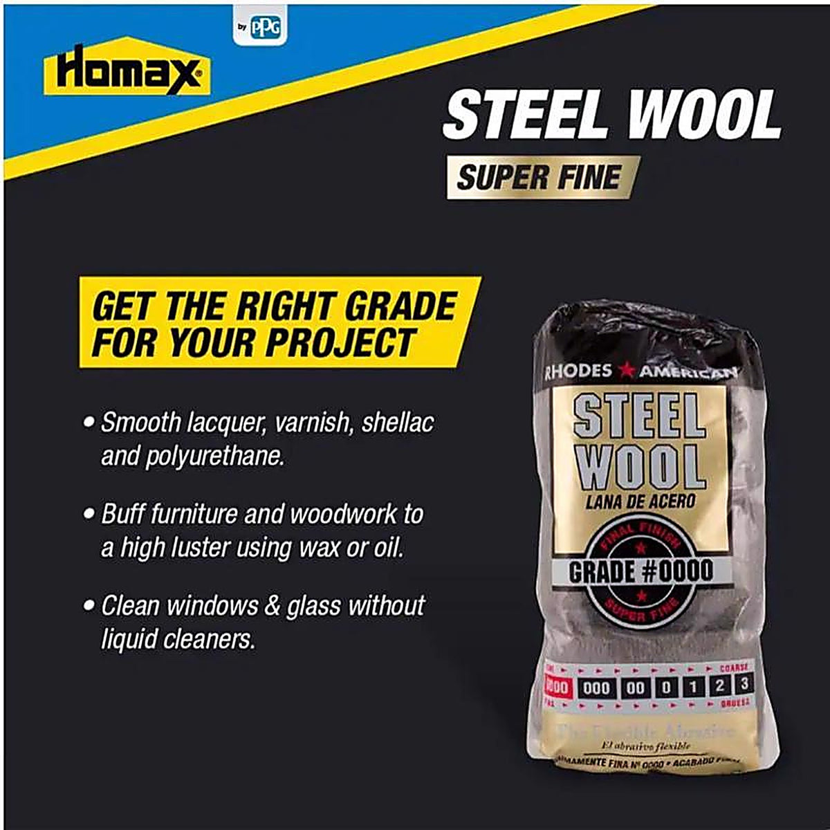Rhodes American 10121000 000 Grade Extra Fine Steel Wool Pad 12/Pack