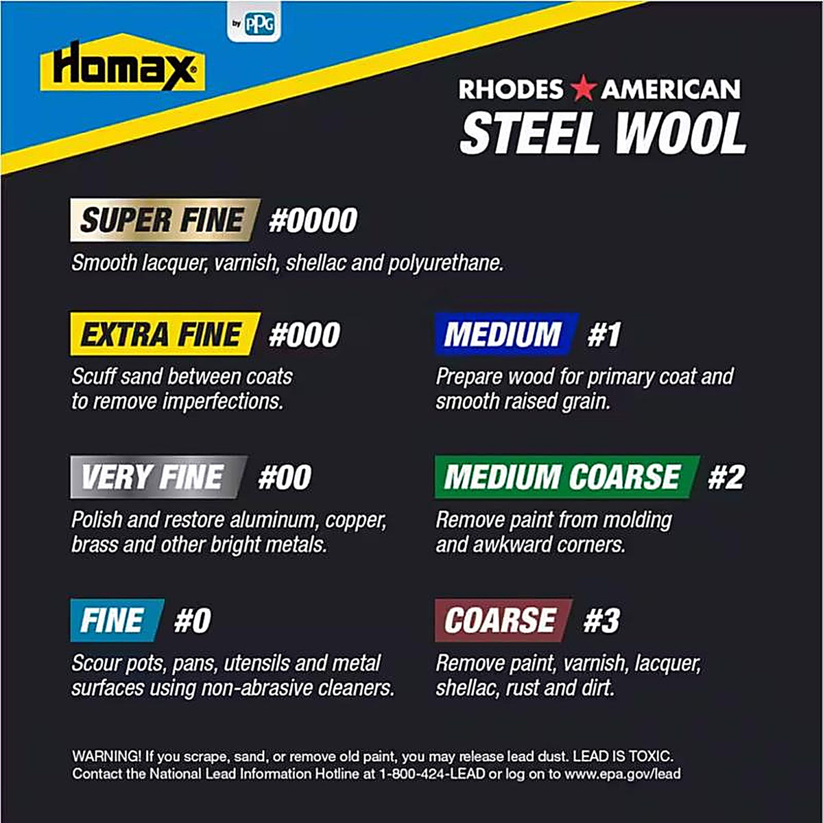 Rhodes American 10121110 0 Grade Fine Steel Wool Pad 12/Pack