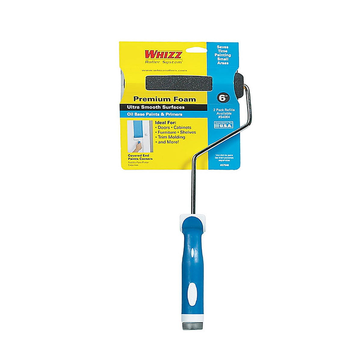 Whizz - 57646 - 6 In. W Trim Paint Roller Frame and Cover Threaded End