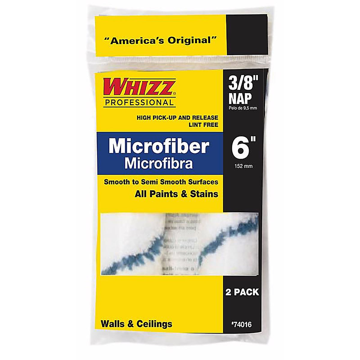 Whizz 74016 Xtrasorb Microfiber 6 in. W x 3/8 in. Mini Paint Roller Cover 2/Pack