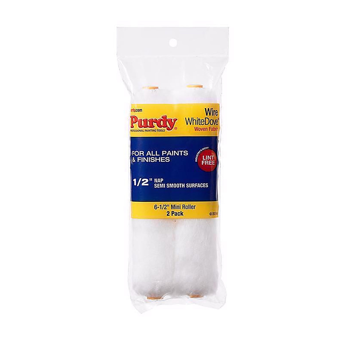 Purdy 140605064 White Dove Woven Dralon Fabric 6.5 in. W X 1/2 in. Mini Paint Roller Cover 2 pk