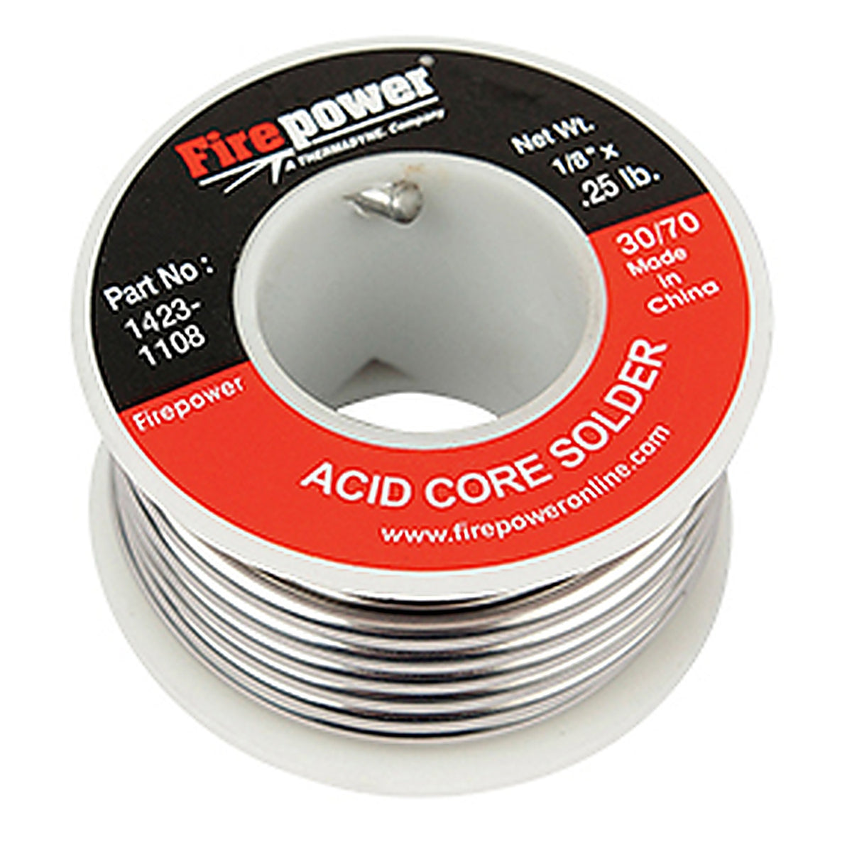 Firepower 1423-1108 Acid Flux Core Solder, 40/60, 1/8 x 1/4lb
