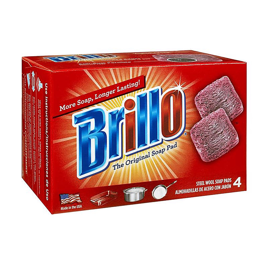 Brillo - 53304 - Heavy Duty Steel Wool Pads for Multi-Purpose 4 Piece