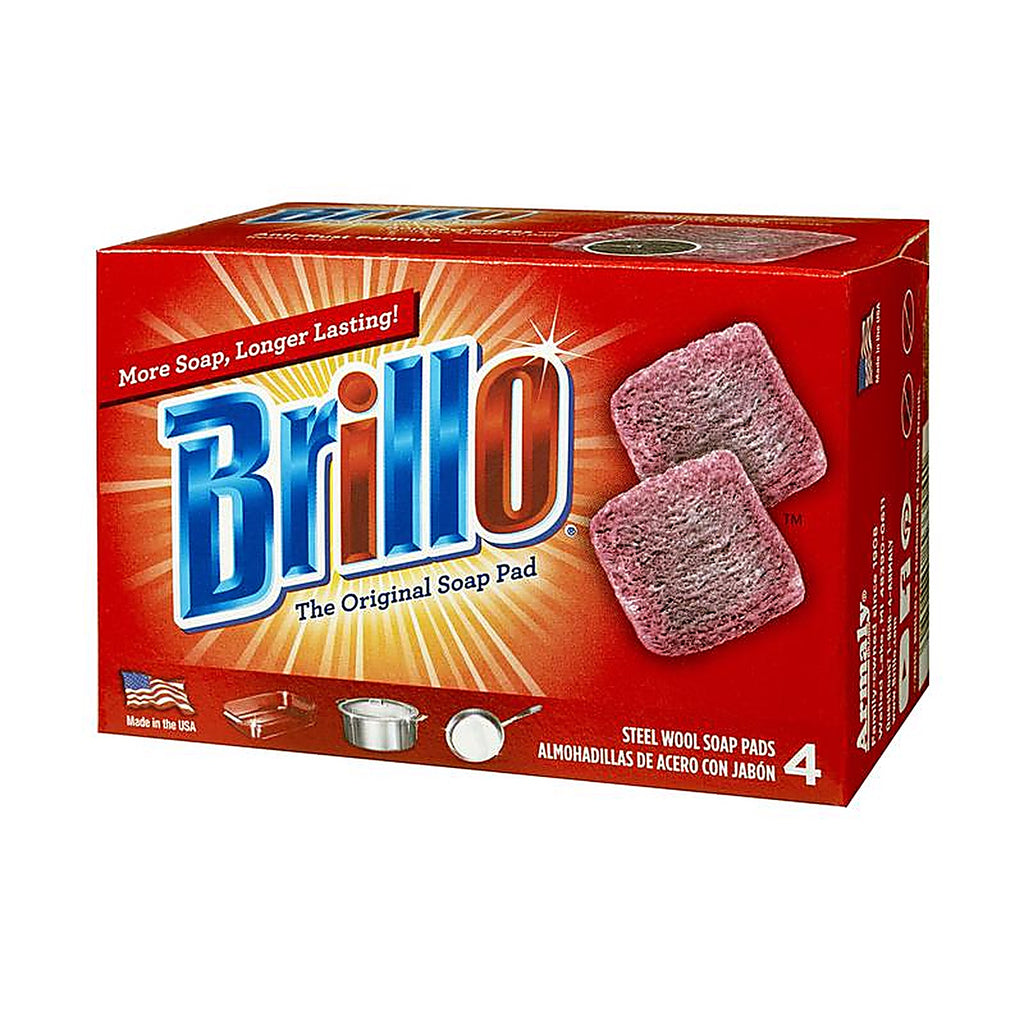 Brillo - 53304 - Heavy Duty Steel Wool Pads for Multi-Purpose 4 Piece