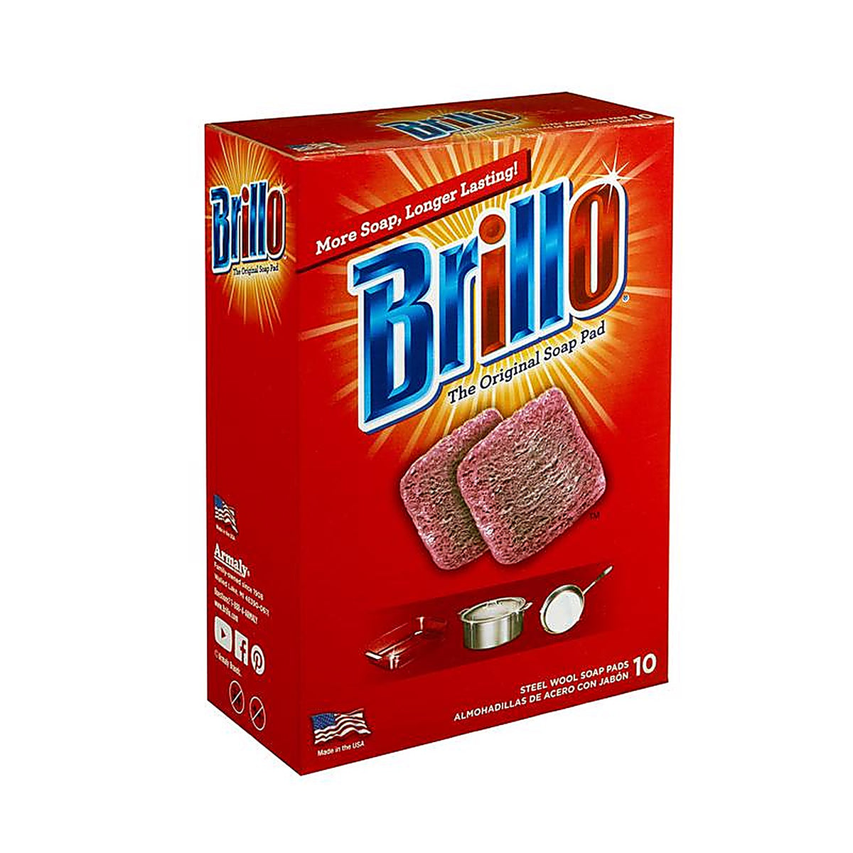 Brillo - 23310 - Heavy Duty Steel Wool Pads for Multi-Purpose 10 Piece