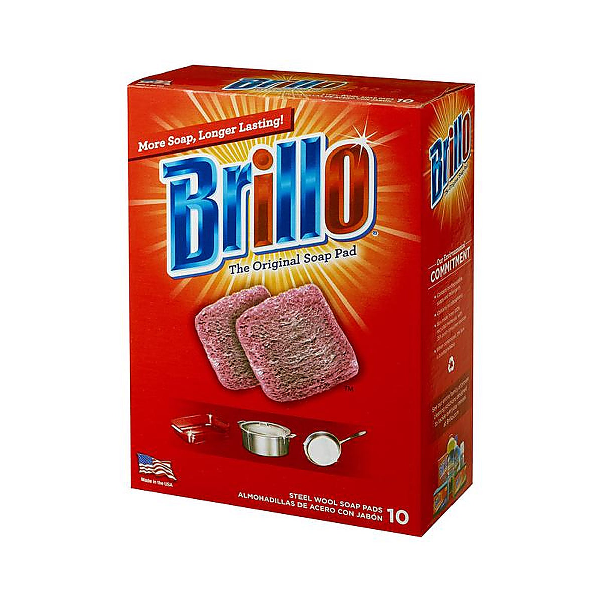 Brillo - 23310 - Heavy Duty Steel Wool Pads for Multi-Purpose 10 Piece