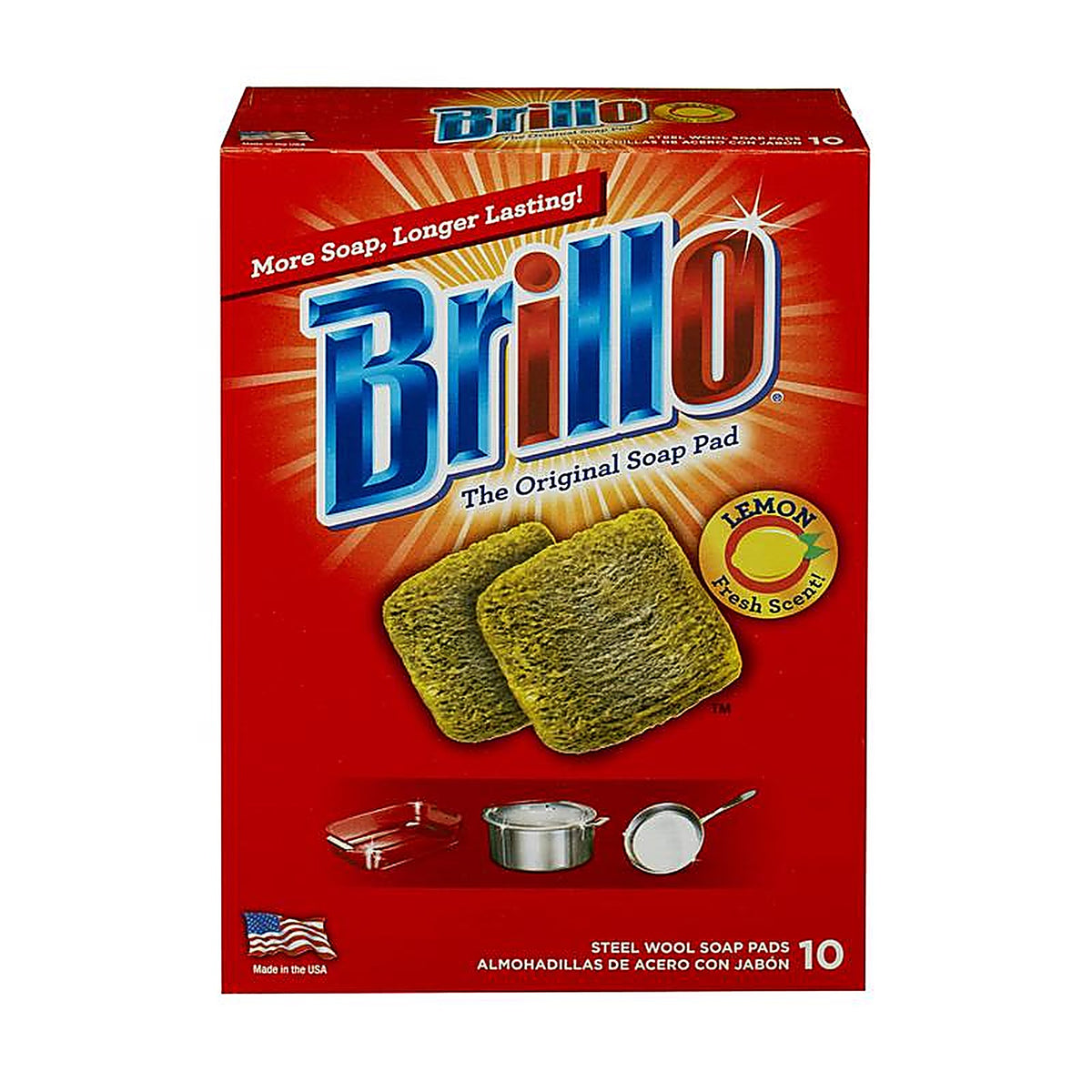 Brillo - 23320 - Heavy Duty Steel Wool Pads for Multi-Purpose 10 Pack