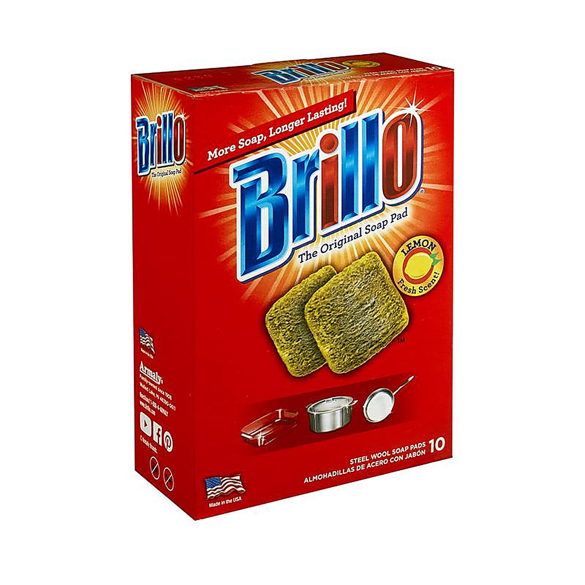 Brillo - 23320 - Heavy Duty Steel Wool Pads for Multi-Purpose 10 Pack