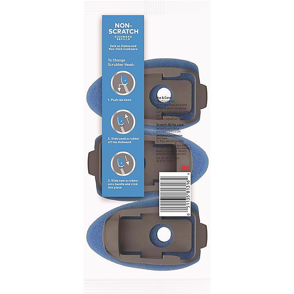 3M 483-7-RSC Scotch-Brite Heavy Duty Dishwand Scrubber Refill For Kitchen 2/Pack