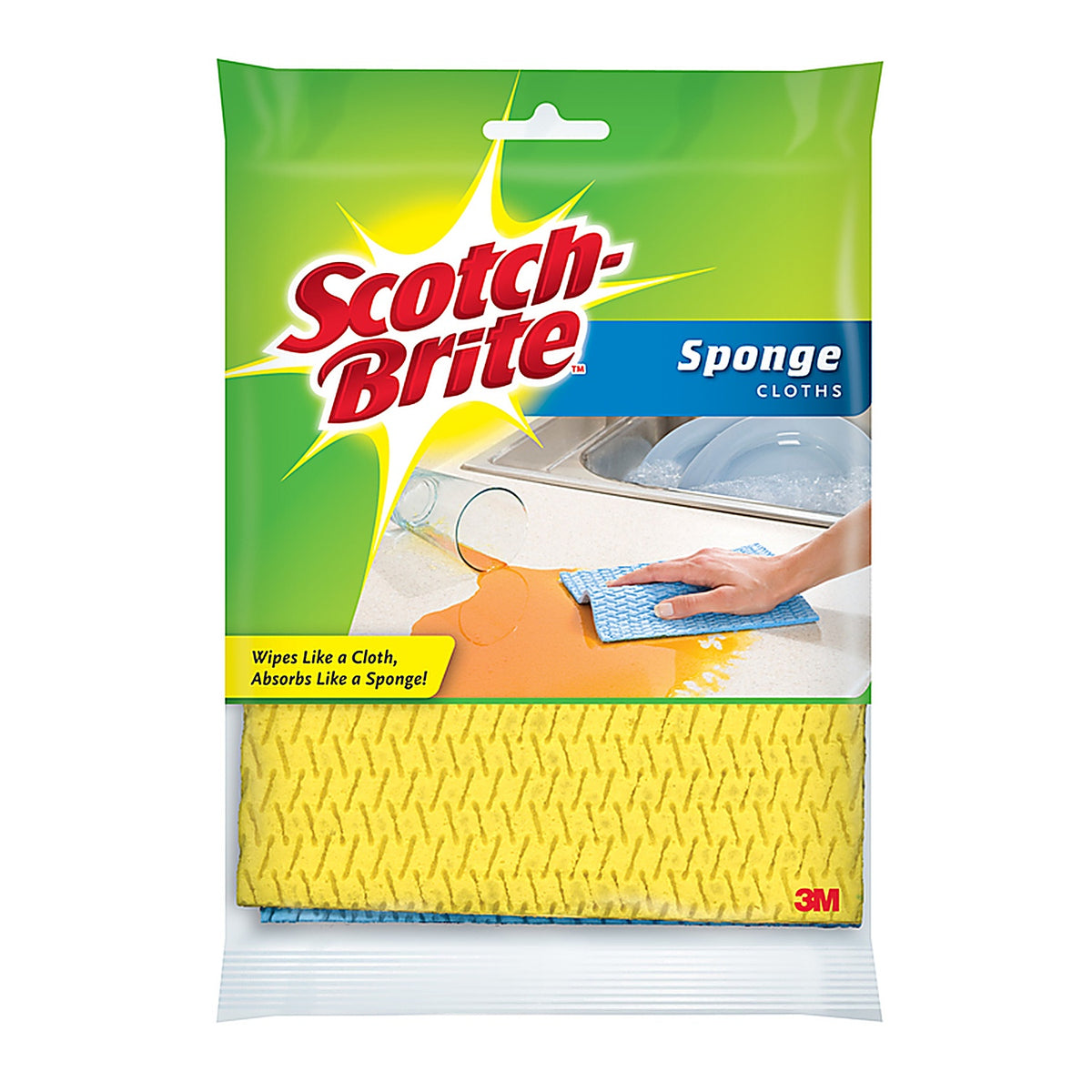 3M 09055 Scotch-Brite Delicate, Light Duty Sponge Cloths For All Purpose 6.8 in. L 2/Pack