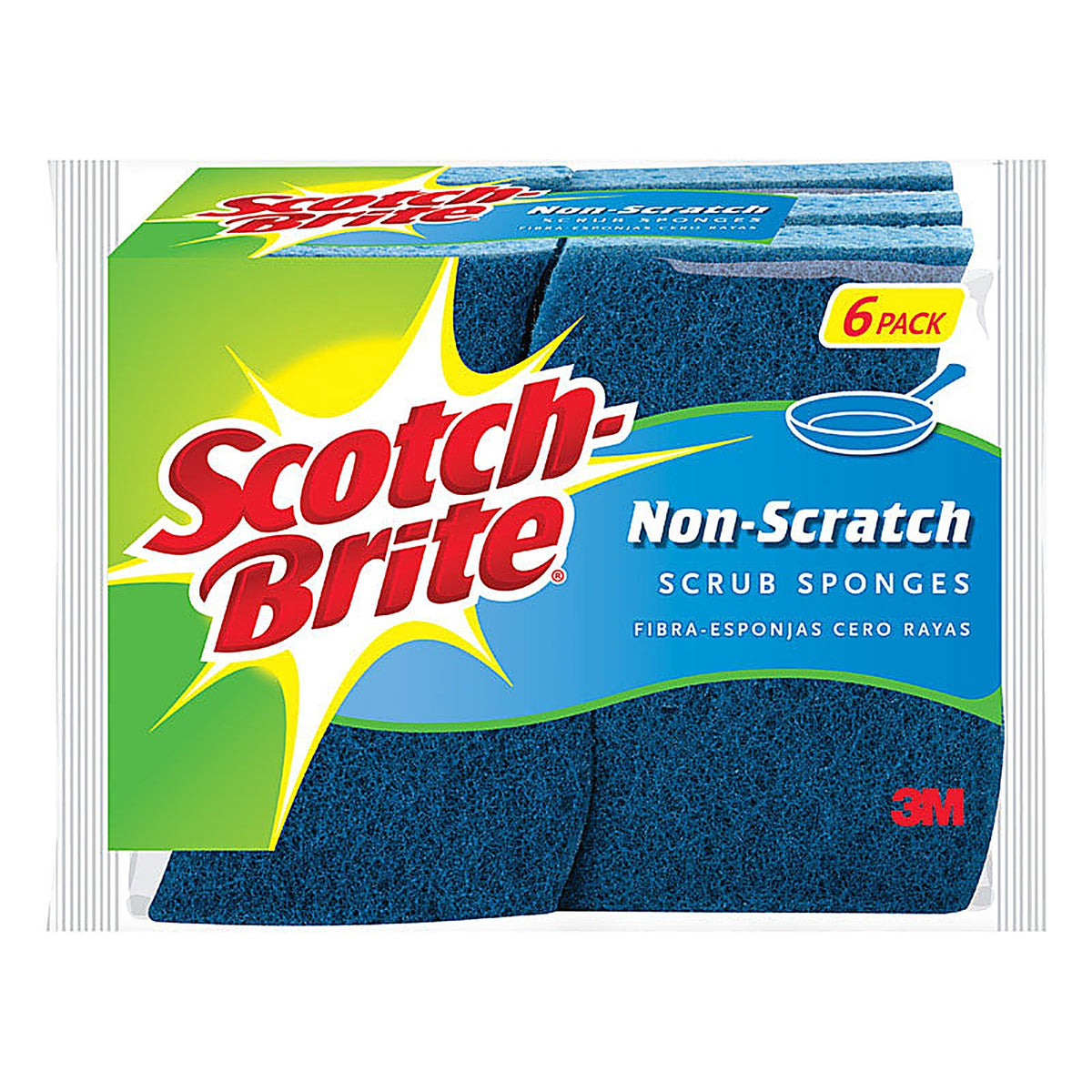 3M 526-6 Scotch-Brite Non-Scratch Scrubber Sponge For Multi-Purpose 4.4 in. L 6 pk
