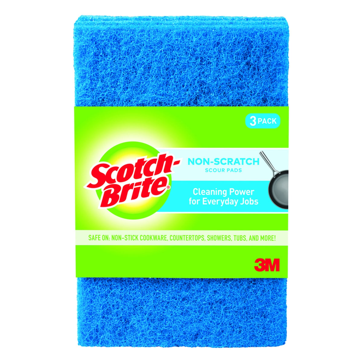 3M 623-10 Scotch-Brite Non-Scratch Scouring Pad For Multi-Purpose 6 in. L 3/Pack