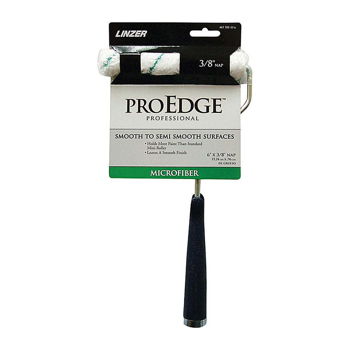 Linzer MT701116 Pro Edge 6 in. W Mini Paint Roller Frame and Cover Threaded End