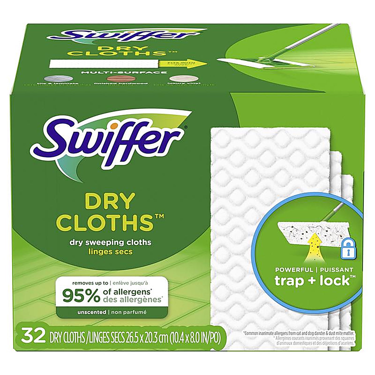 Swiffer 31822 10.4 in. W x 8 in. L Dry Cloth Mop Pad 32/Pack