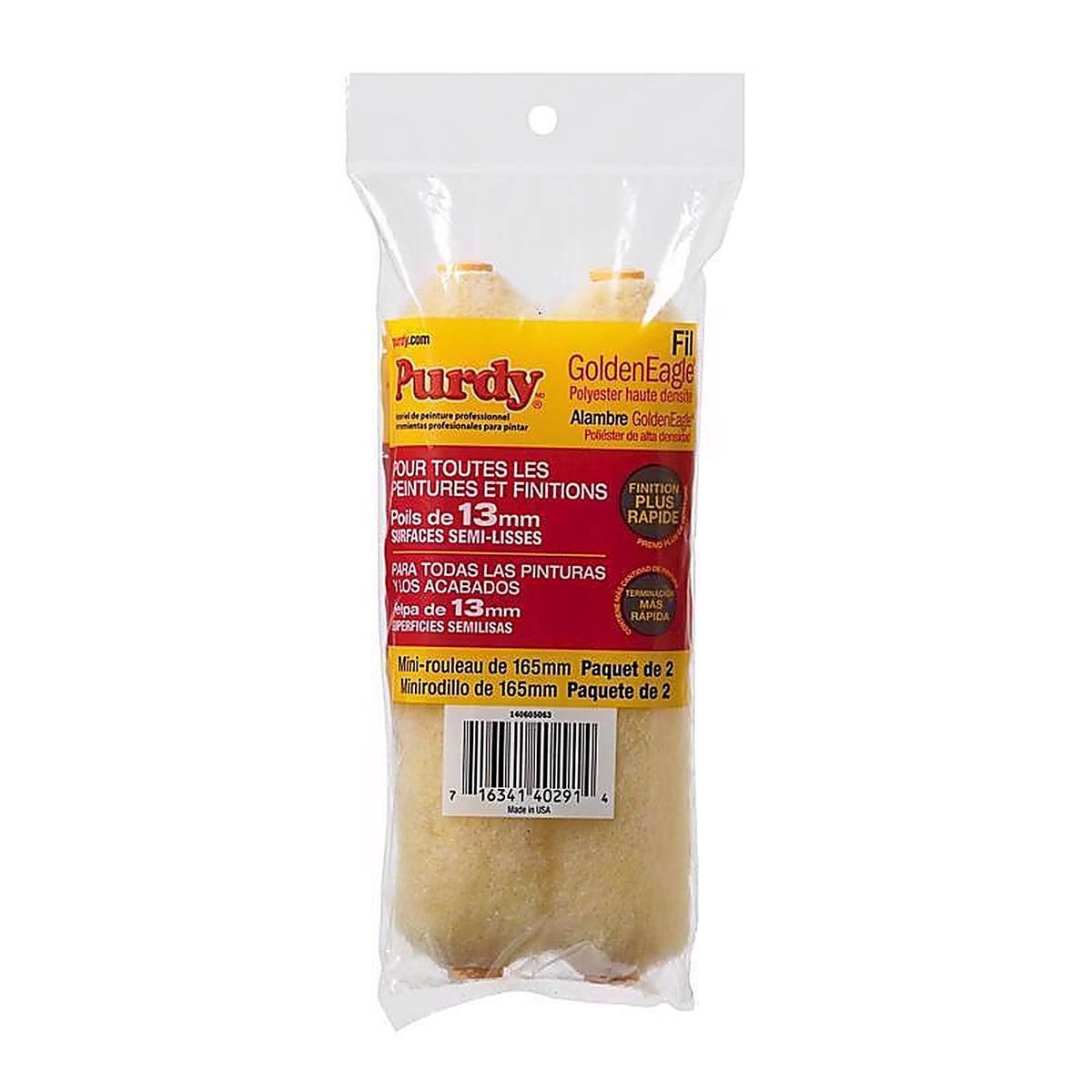 Purdy 140605063 GoldenEagle Polyester 6.5 in. W X 1/2 in. S Jumbo Mini Paint Roller Cover 2 pk