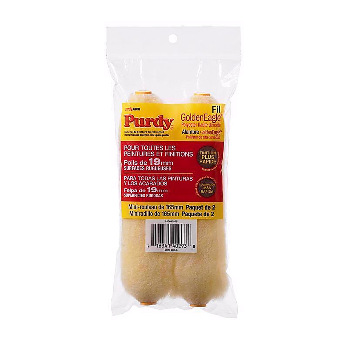 Purdy 140605065 GoldenEagle Polyester 6.5 in. W X 3/4 in. S Jumbo Mini Paint Roller Cover 2 pk