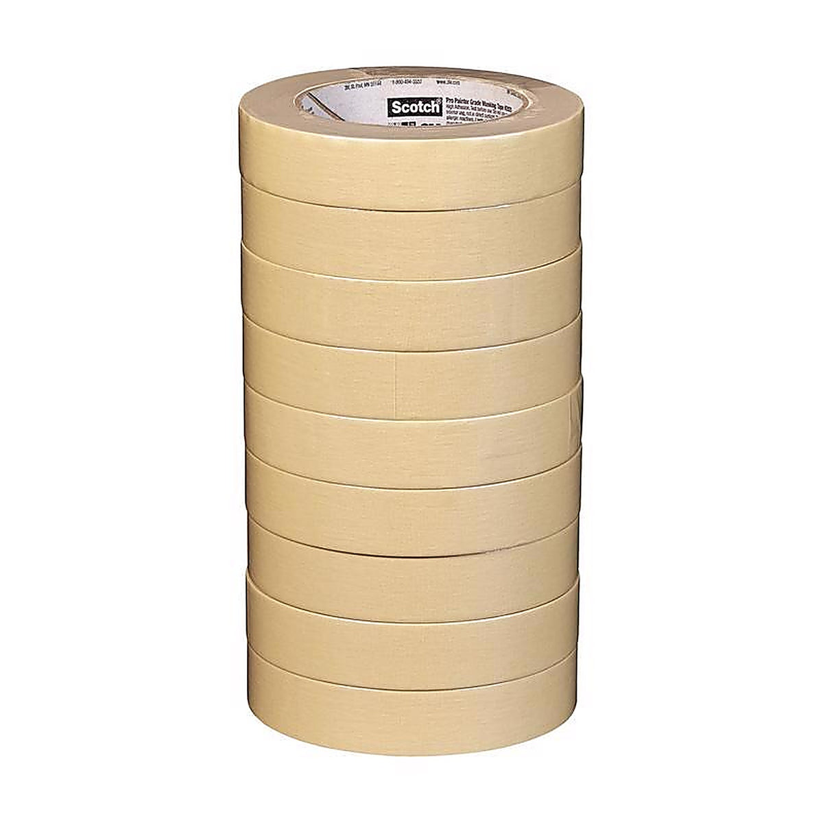 3M 2020-24AP9 Scotch 0.94 in. W x 60.1 yd. L Tan High Strength Masking Tape 9/Pack