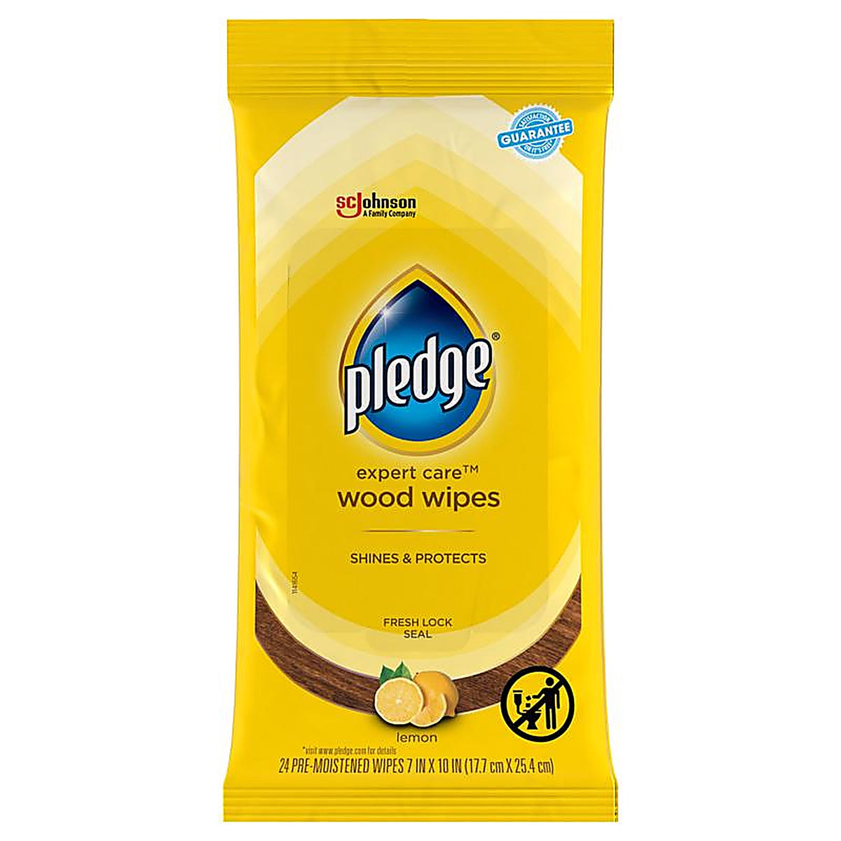Pledge - 72807 - Lemon Scent Furniture Polish 24 Wipes Wipes