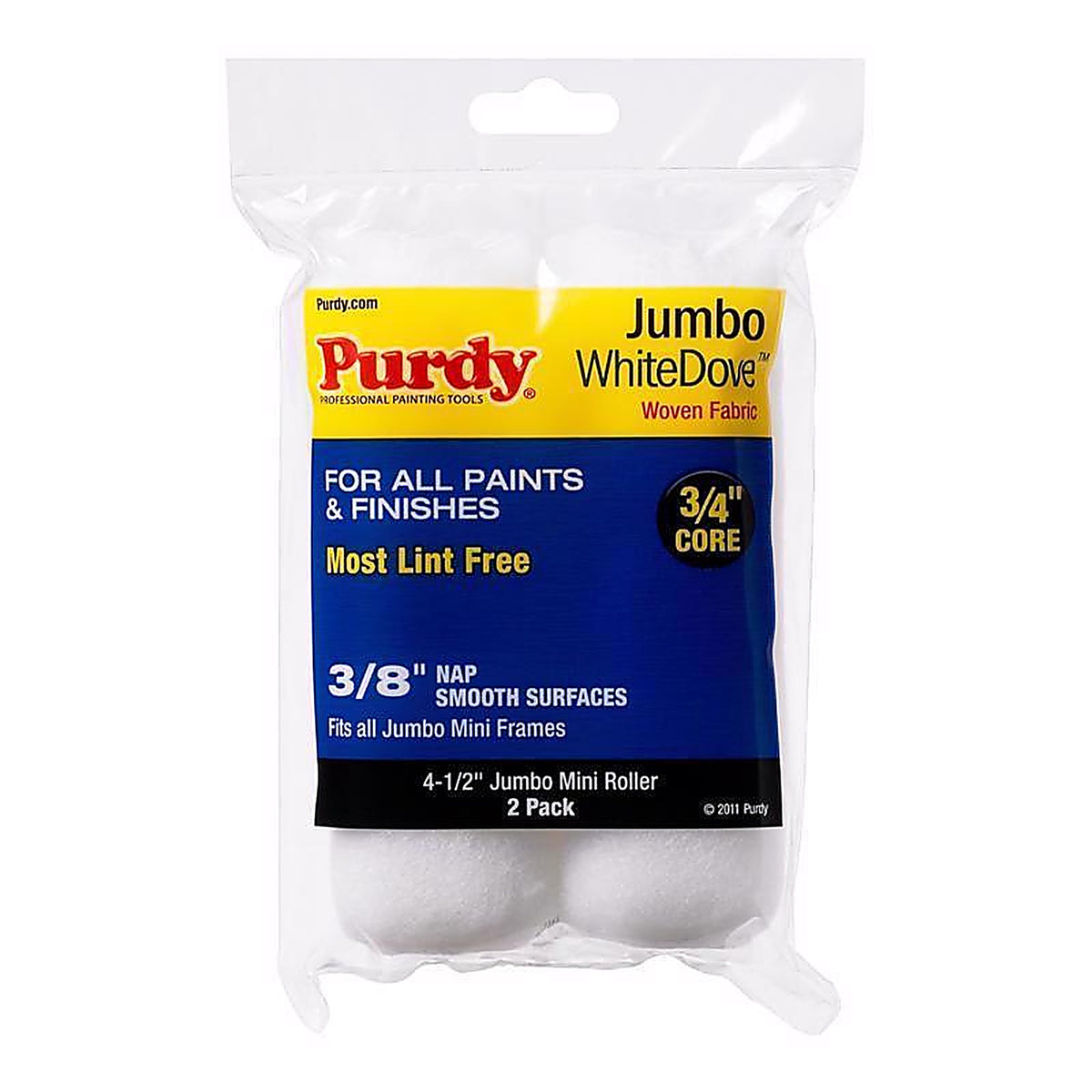 Purdy 14G624012 White Dove Dralon 4.5 in. W X 3/8 in. S Jumbo Paint Roller Cover 2 pk