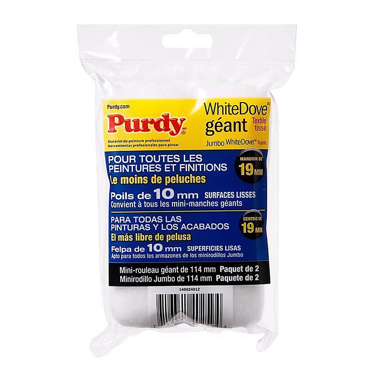 Purdy 14G624012 White Dove Dralon 4.5 in. W X 3/8 in. S Jumbo Paint Roller Cover 2 pk