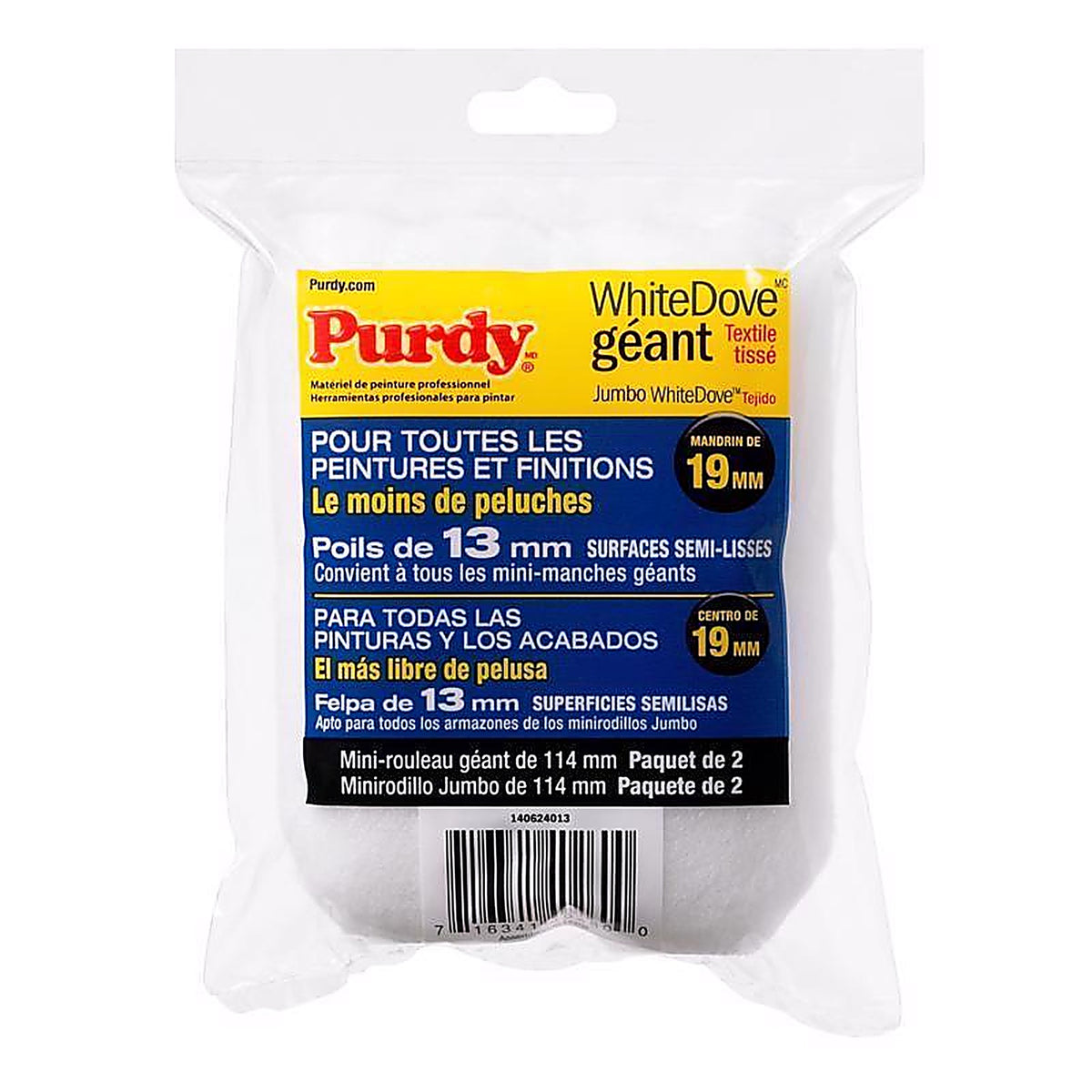 Purdy 14G624013 White Dove Dralon 4.5 in. W X 1/2 in. S Jumbo Paint Roller Cover 2 pk