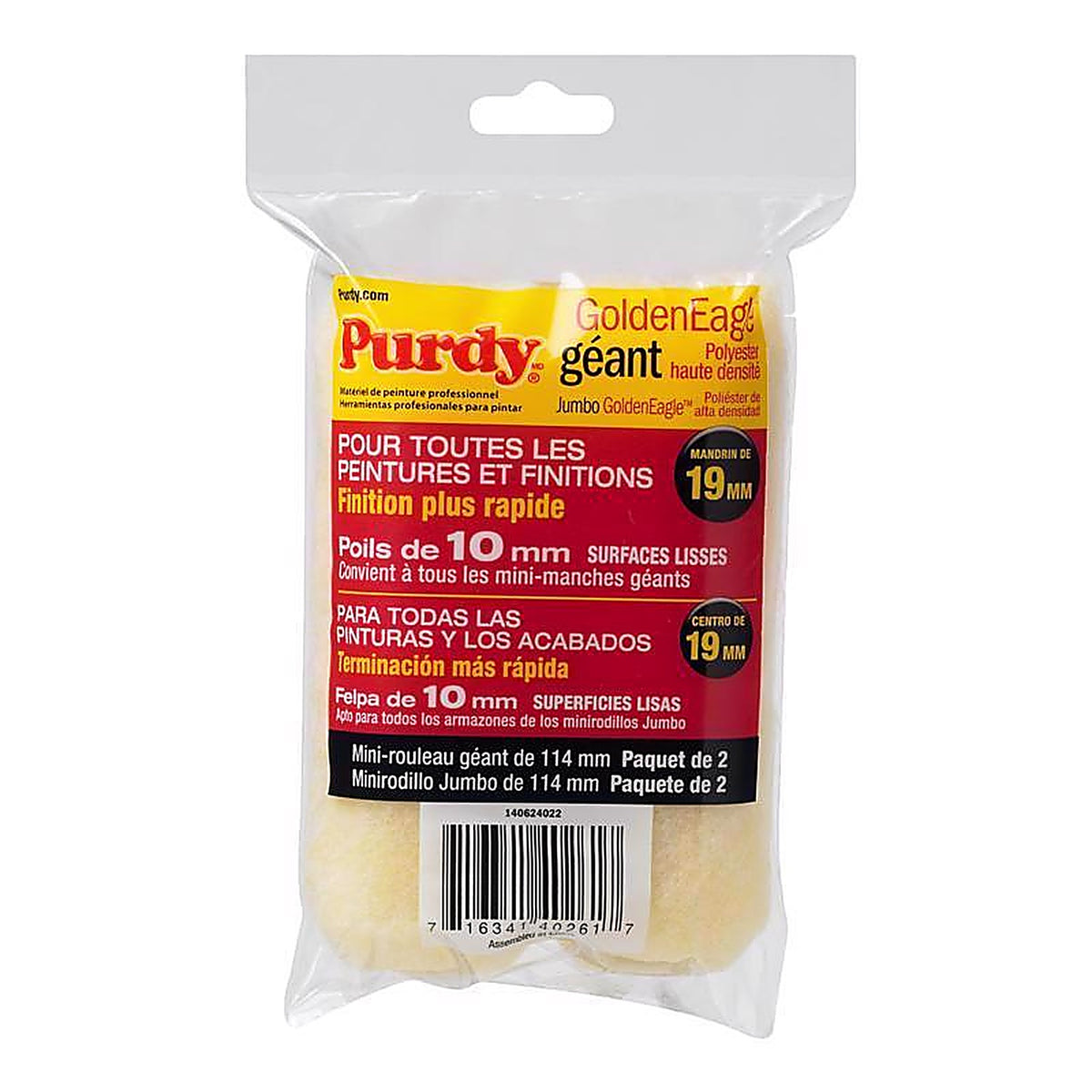 Purdy 140624022 GoldenEagle Polyester 4.5 in. W X 3/8 in. S Mini Paint Roller Cover 2 pk