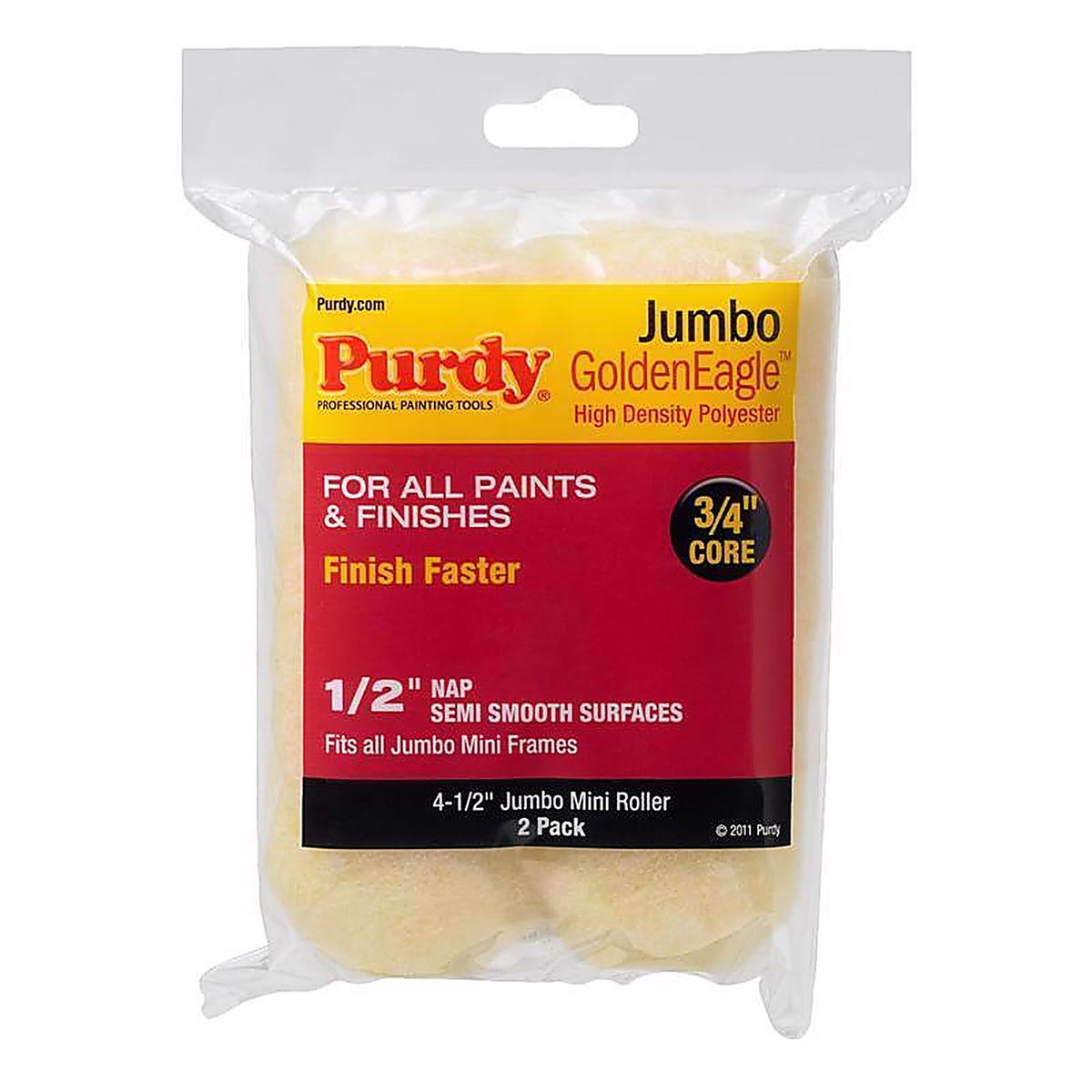 Purdy 140624023 GoldenEagle Polyester 4.5 in. W X 1/2 in. S Mini Paint Roller Cover 2 pk