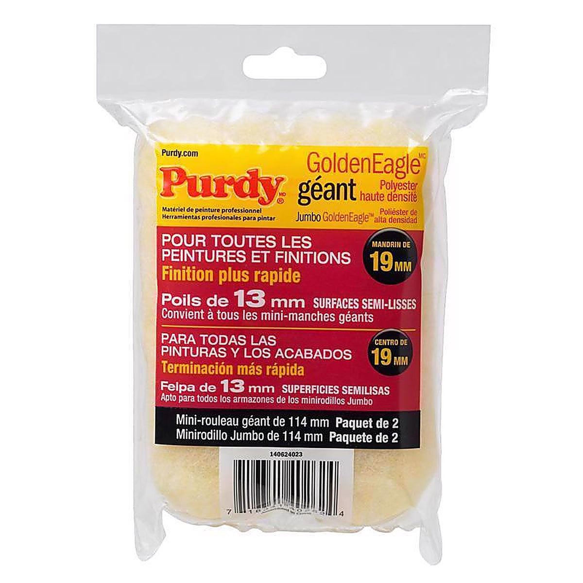 Purdy 140624023 GoldenEagle Polyester 4.5 in. W X 1/2 in. S Mini Paint Roller Cover 2 pk