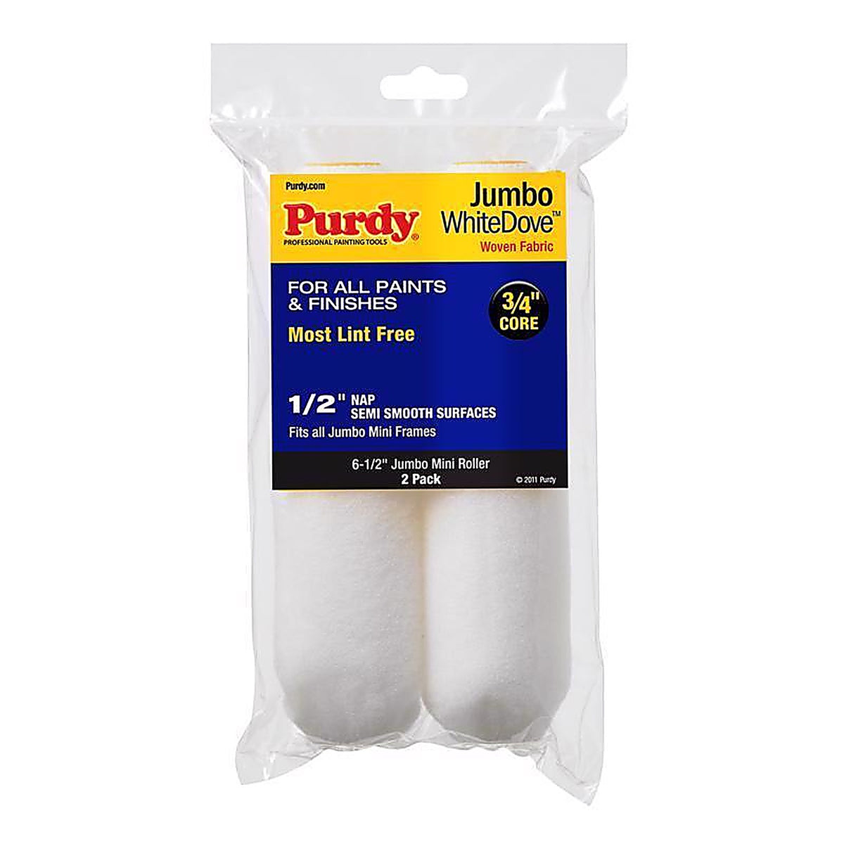 Purdy 14G626013 White Dove Dralon 6.5 in. W X 1/2 in. S Jumbo Paint Roller Cover 2 pk
