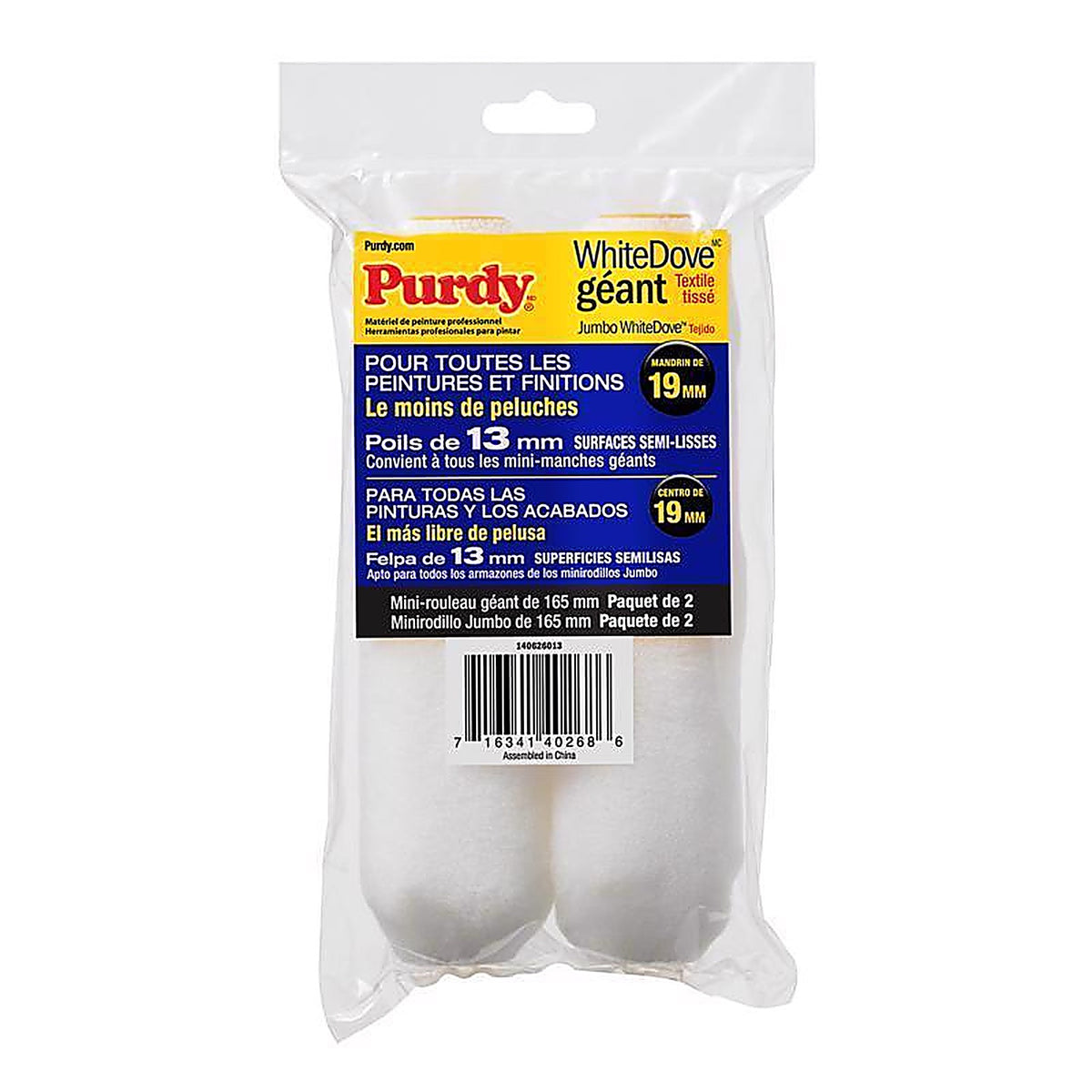 Purdy 14G626013 White Dove Dralon 6.5 in. W X 1/2 in. S Jumbo Paint Roller Cover 2 pk