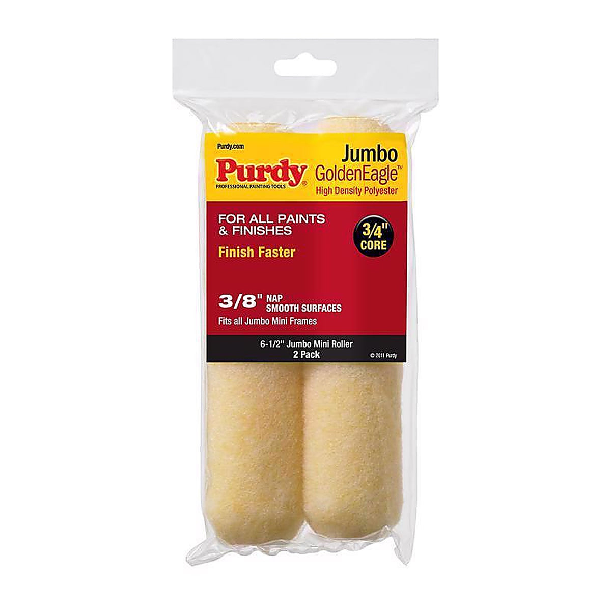 Purdy 140626022 GoldenEagle Polyester 6.5 in. W X 3/8 in. S Jumbo Mini Paint Roller Cover 2 pk