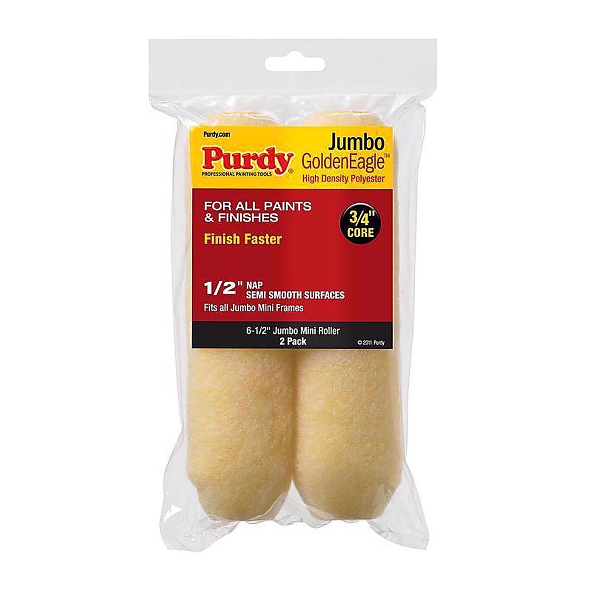 Purdy 14G626023 GoldenEagle Polyester 6.5 in. W X 1/2 in. S Jumbo Mini Paint Roller Cover 2 pk