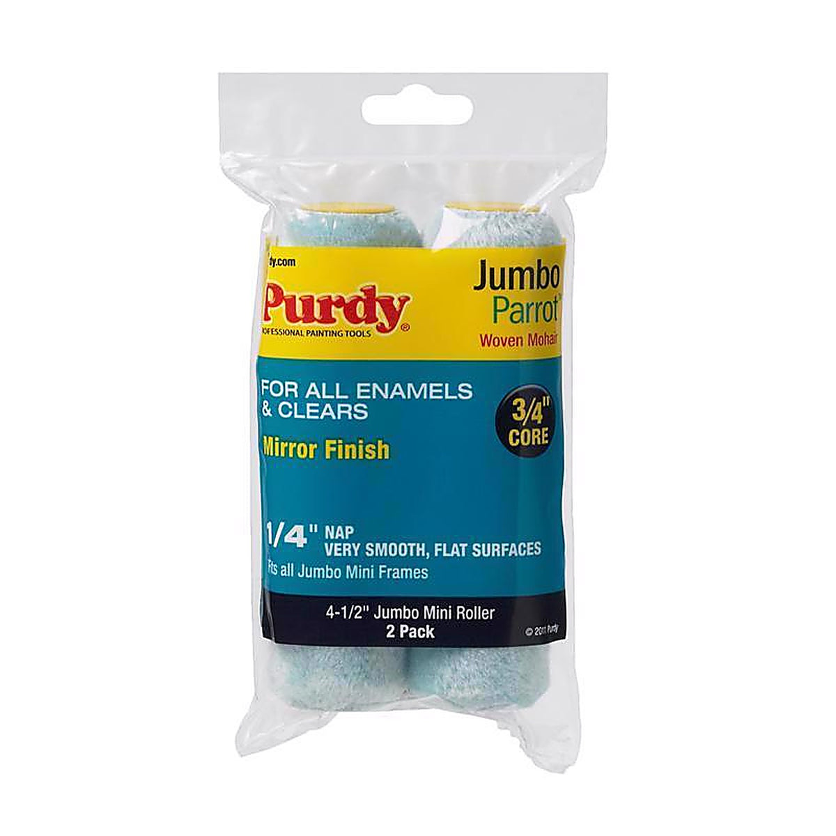Purdy 140624040 Parrot Mohair Blend 4.5 in. W X 1/4 in. S Mini Paint Roller Cover 2 pk