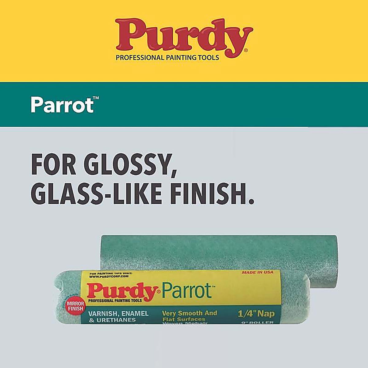 Purdy 140624040 Parrot Mohair Blend 4.5 in. W X 1/4 in. S Mini Paint Roller Cover 2 pk