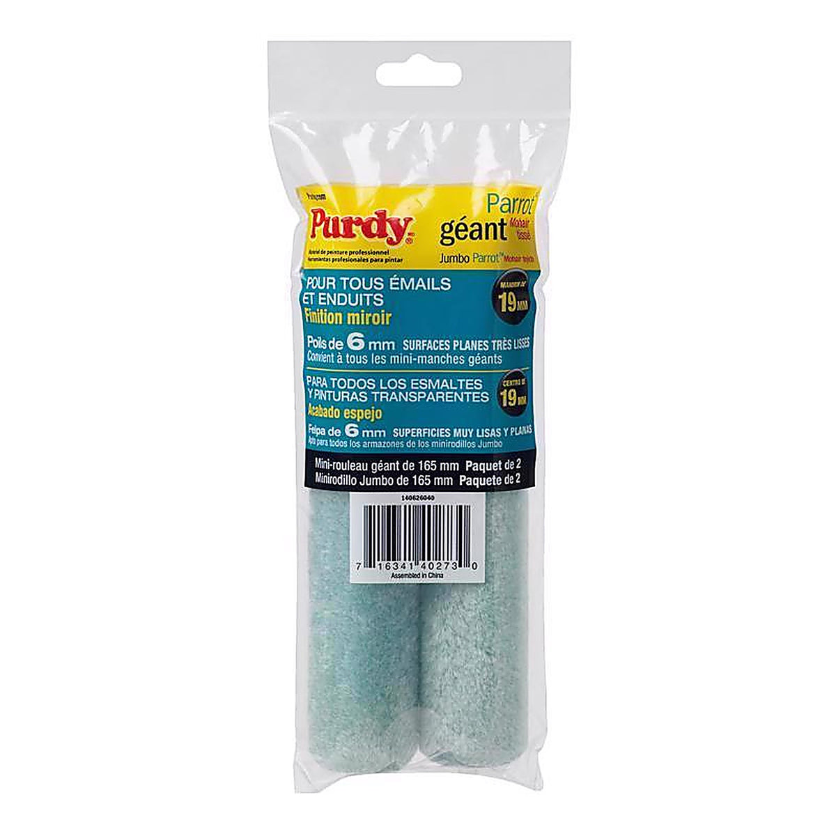 Purdy 140626040 Parrot Mohair Blend 6.5 in. W X 1/4 in. S Mini Paint Roller Cover 2 pk