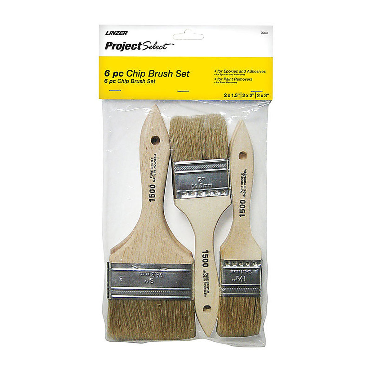 Linzer A1506 Project Select 1-1/2, 2, and 3 in. W Flat Chip Brush