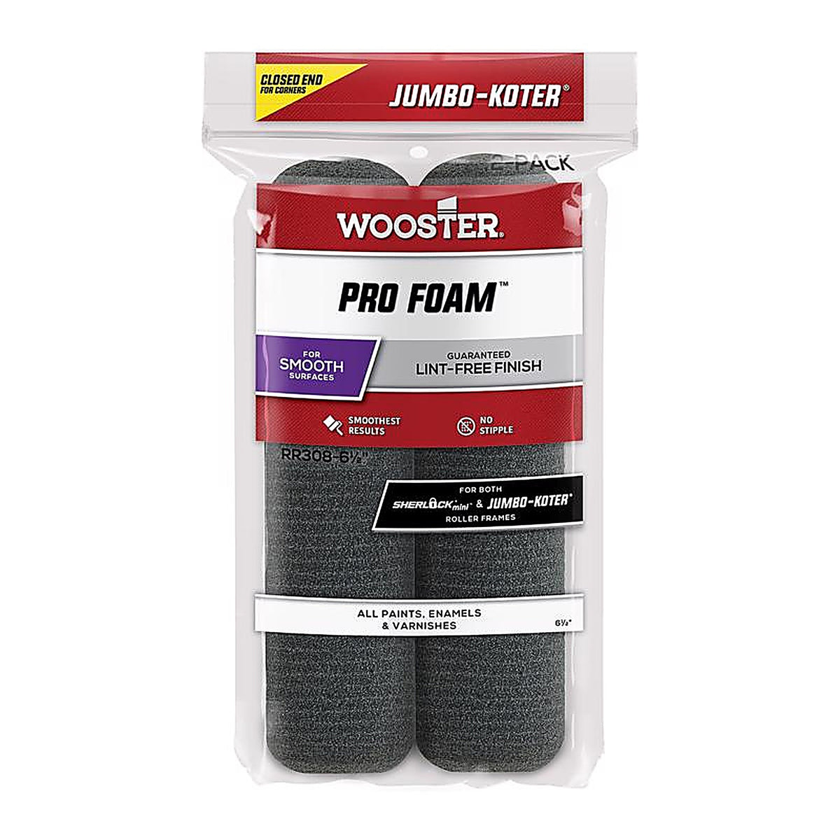 Wooster RR308-61/2 Jumbo Koter Foam 6-1/2 in. W Mini Paint Roller Cover 2/Pack