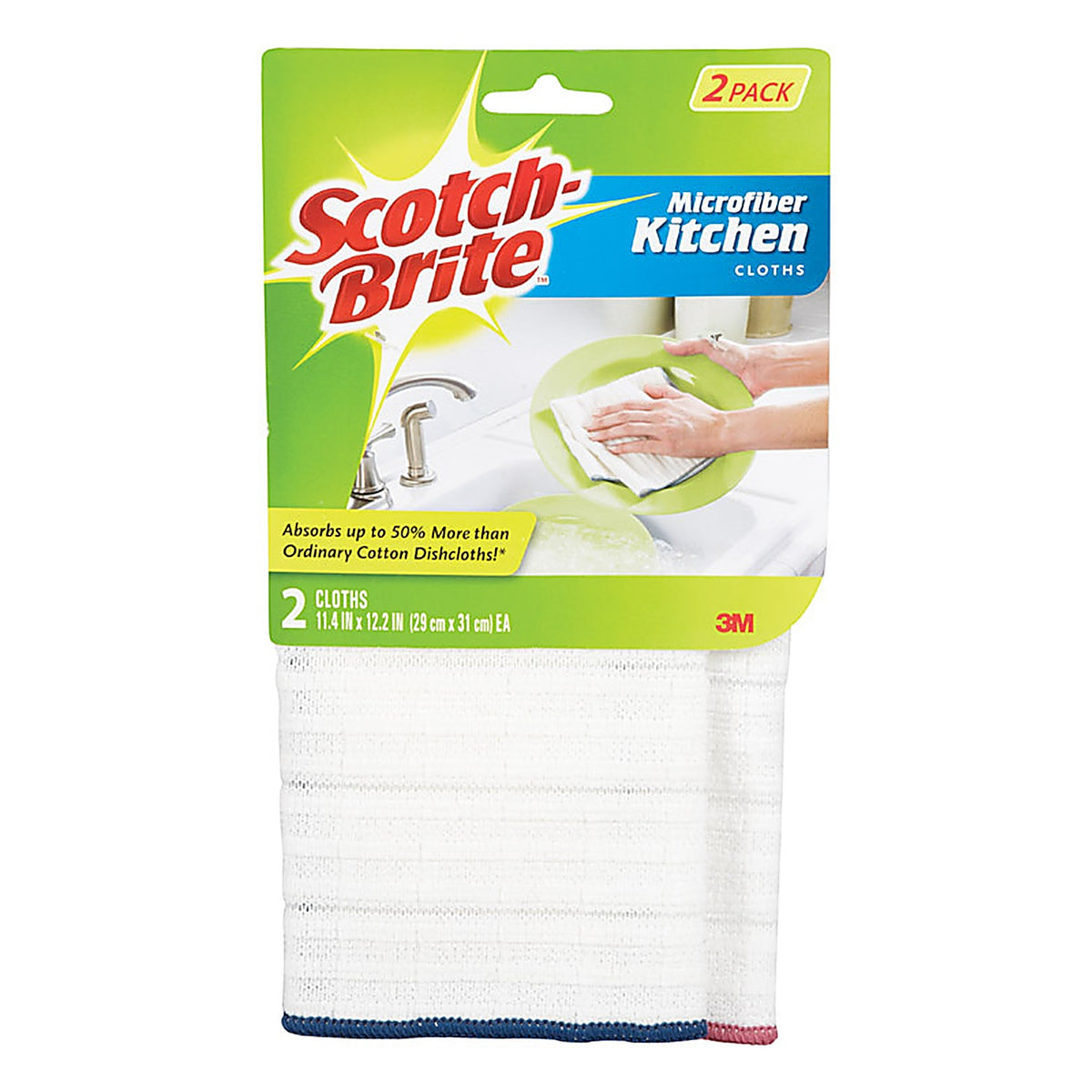 3M 9032-2 Scotch-Brite Microfiber Cleaning Cloth 12.2 in. W x 11.4 in. L 2/Pack