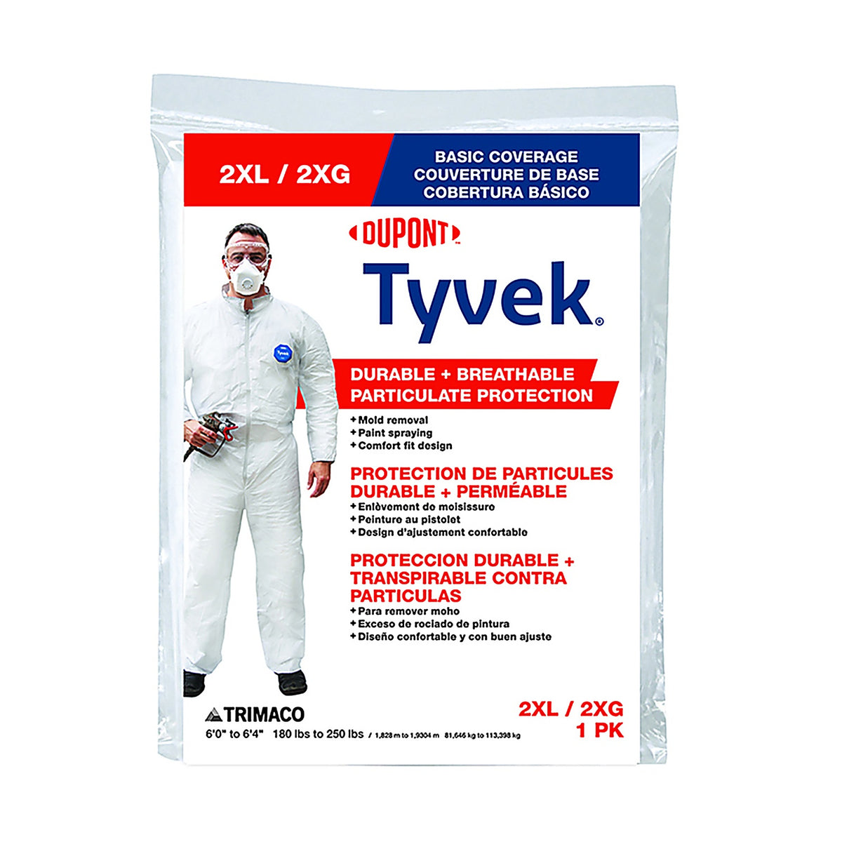 Dupont - 14124 - Tyvek Coveralls White 2Xlt 1 Pack
