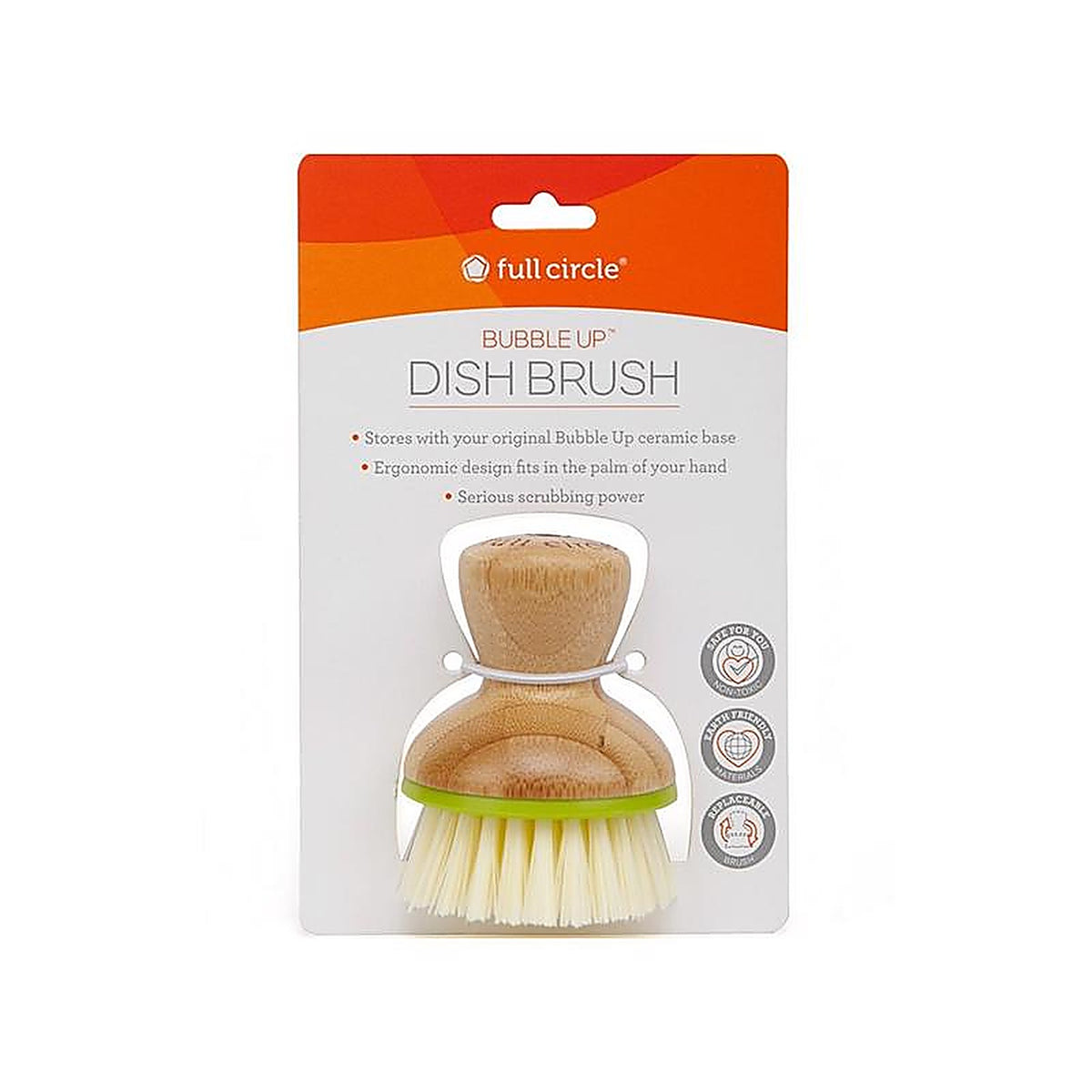 Full Circle FC12115G Bubble Up 2.36 in. W Medium Bristle Bamboo Handle Dish Brush