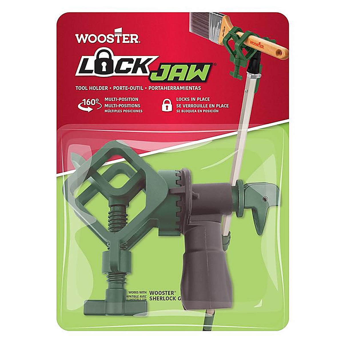 Wooster F6333 Lock Jaw 1-3/8 in. Dia. Plastic Tool Holder Green