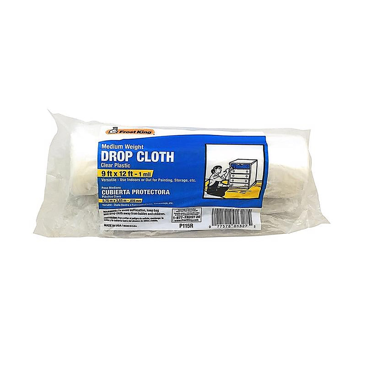 Frost King P115R 9 ft. W x 12 ft. L x 1 mil Plastic Drop Cloth 1/Pack