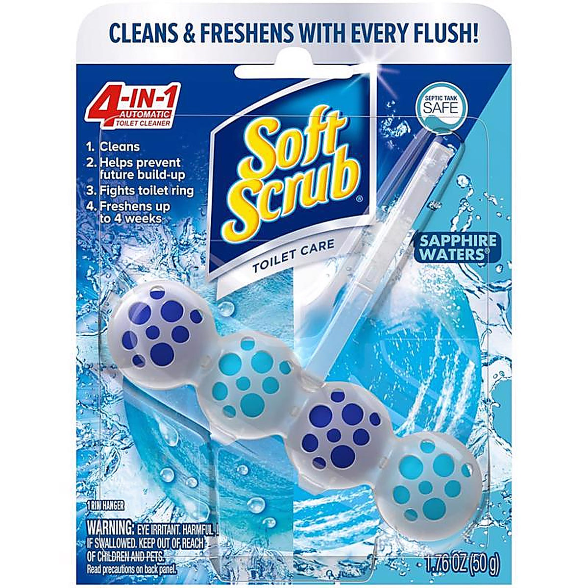 Soft Scrub 1734778 4-in-1 Toilet Care Sapphire Waters Scent Toilet Bowl Cleaner 1.76 oz Tablet