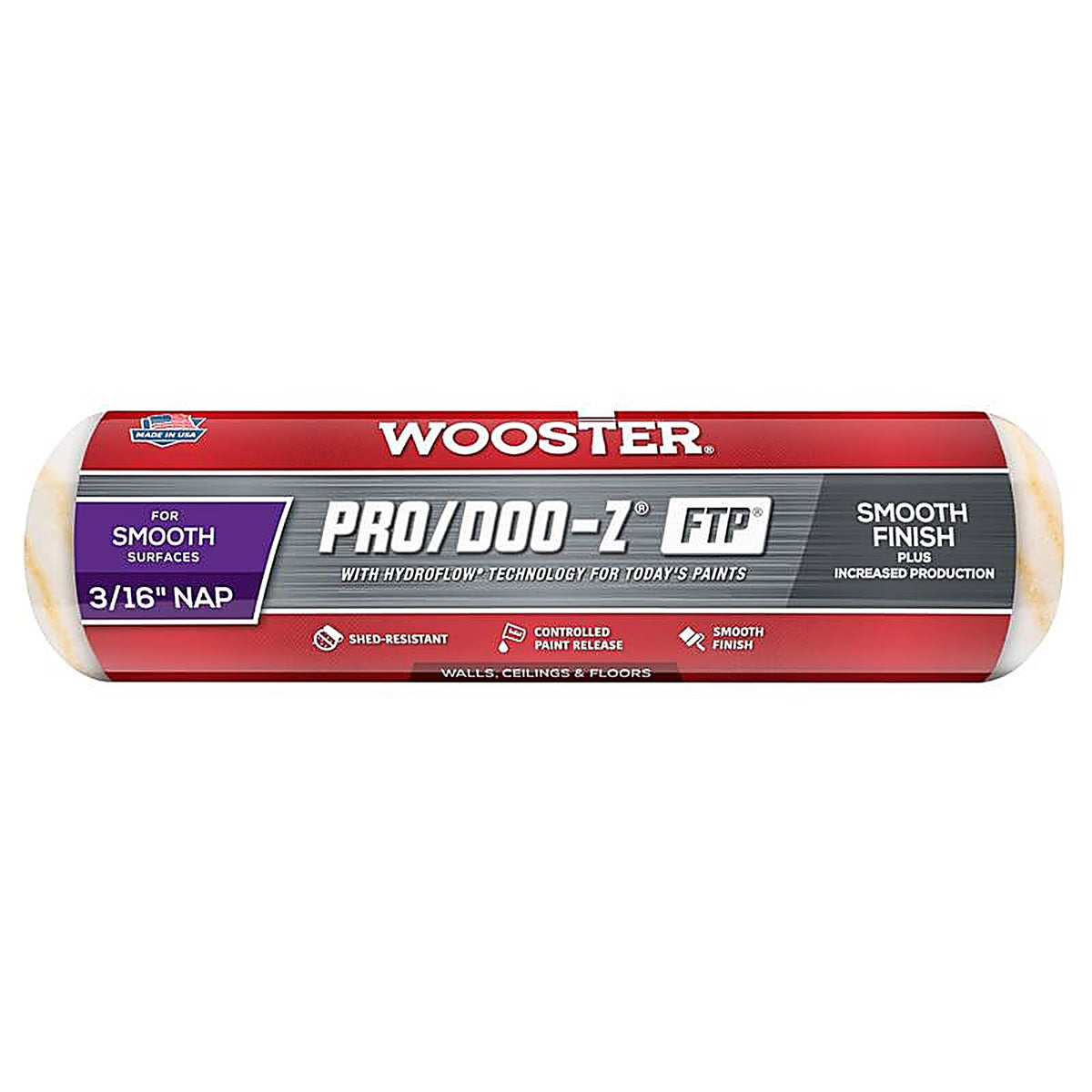 Wooster RR665-9 Pro/Doo-Z FTP Synthetic Blend 9 in. W x 3/16 in. Paint Roller Cover 1/Pack