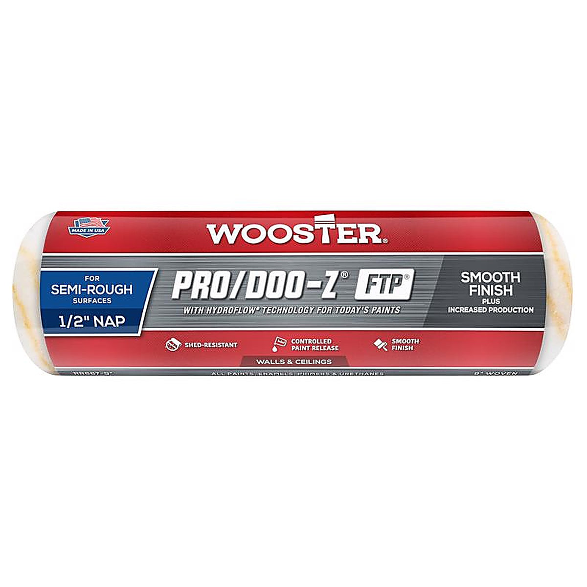 Wooster RR667-9 Pro/Doo-Z FTP Synthetic Blend 9 in. W x 1/2 in. Paint Roller Cover 1/Pack