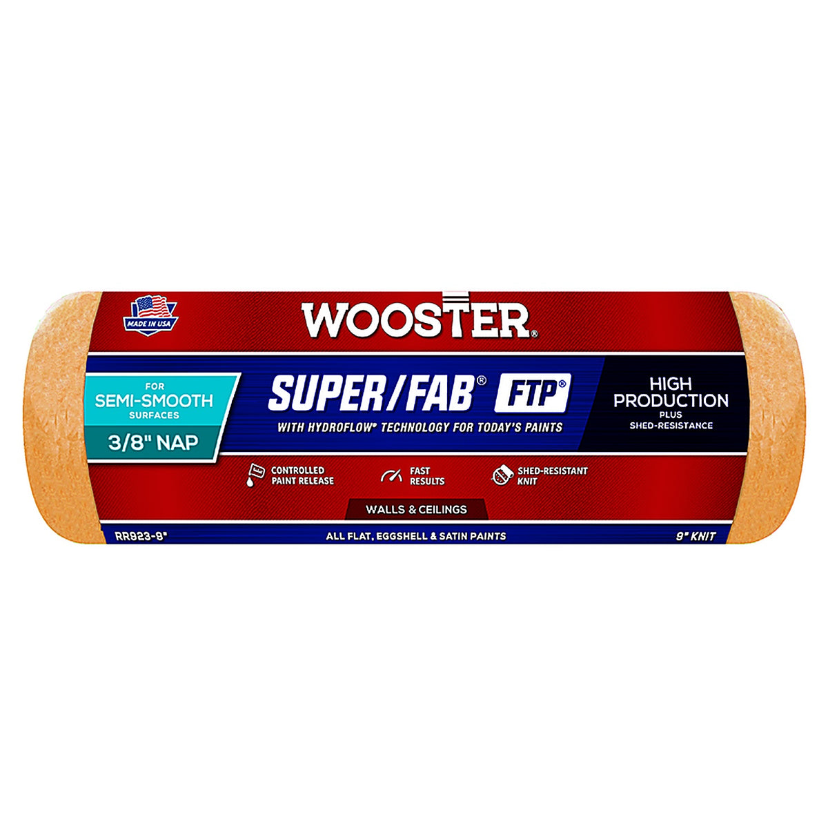 Wooster RR923-9 Super/Fab FTP Synthetic Blend 9 in. W x 3/8 in. Paint Roller Cover 1/Pack