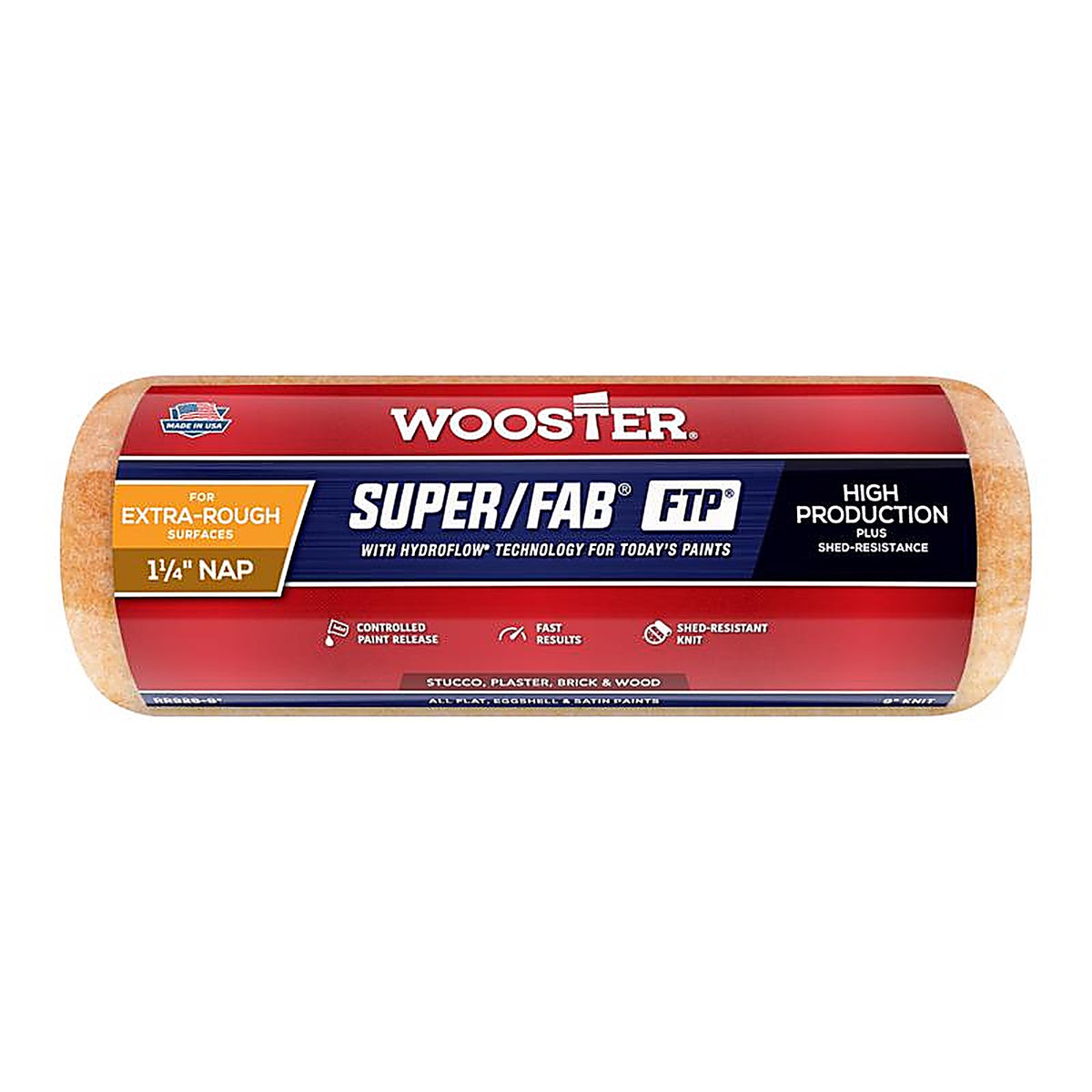 Wooster RR926-9 Super/Fab FTP Synthetic Blend 9 in. W x 1-1/4 in. Paint Roller Cover 1/Pack