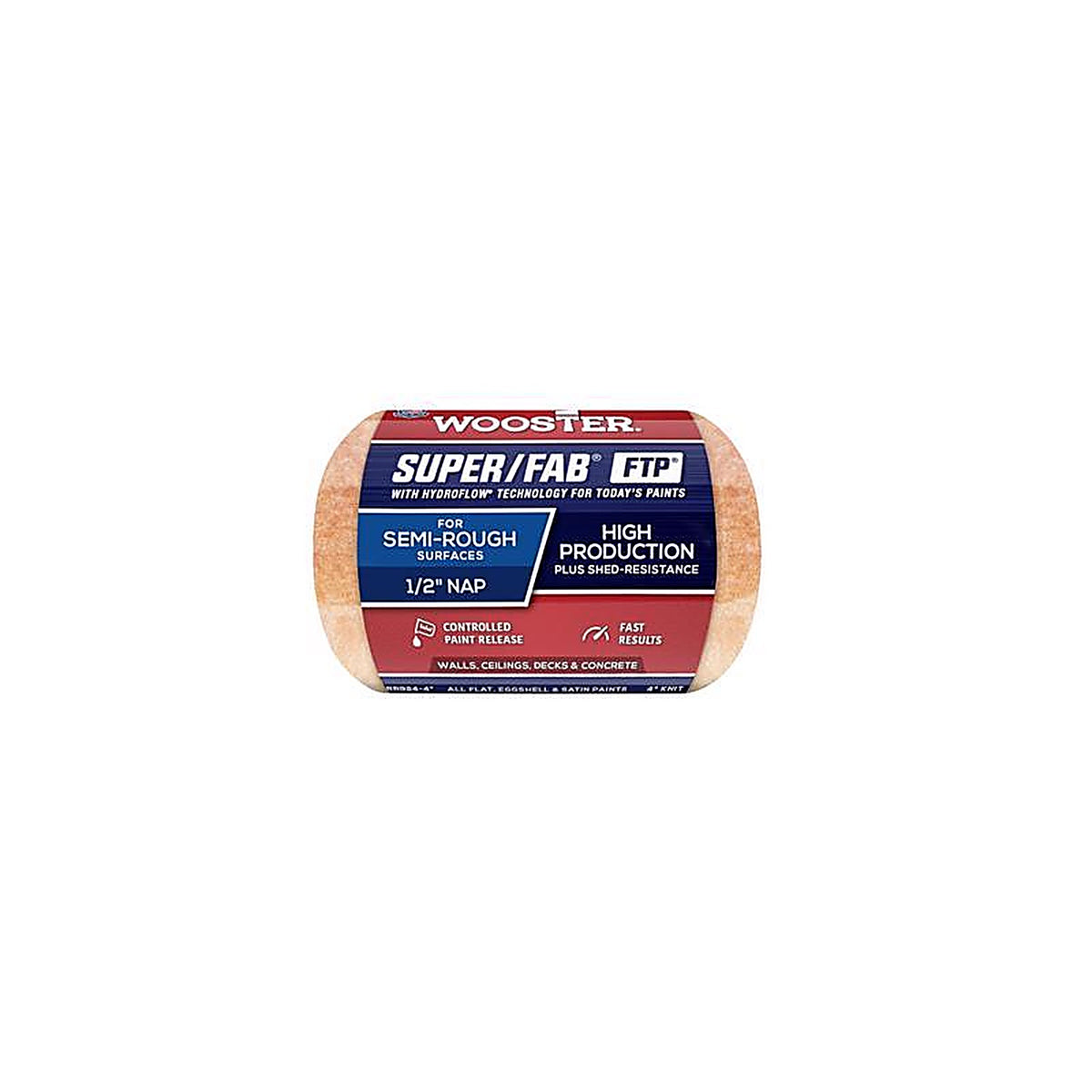 Wooster RR925-4 Super/Fab FTP Synthetic Blend 4 in. W x 3/4 in. Trim Paint Roller Cover 1/Pack